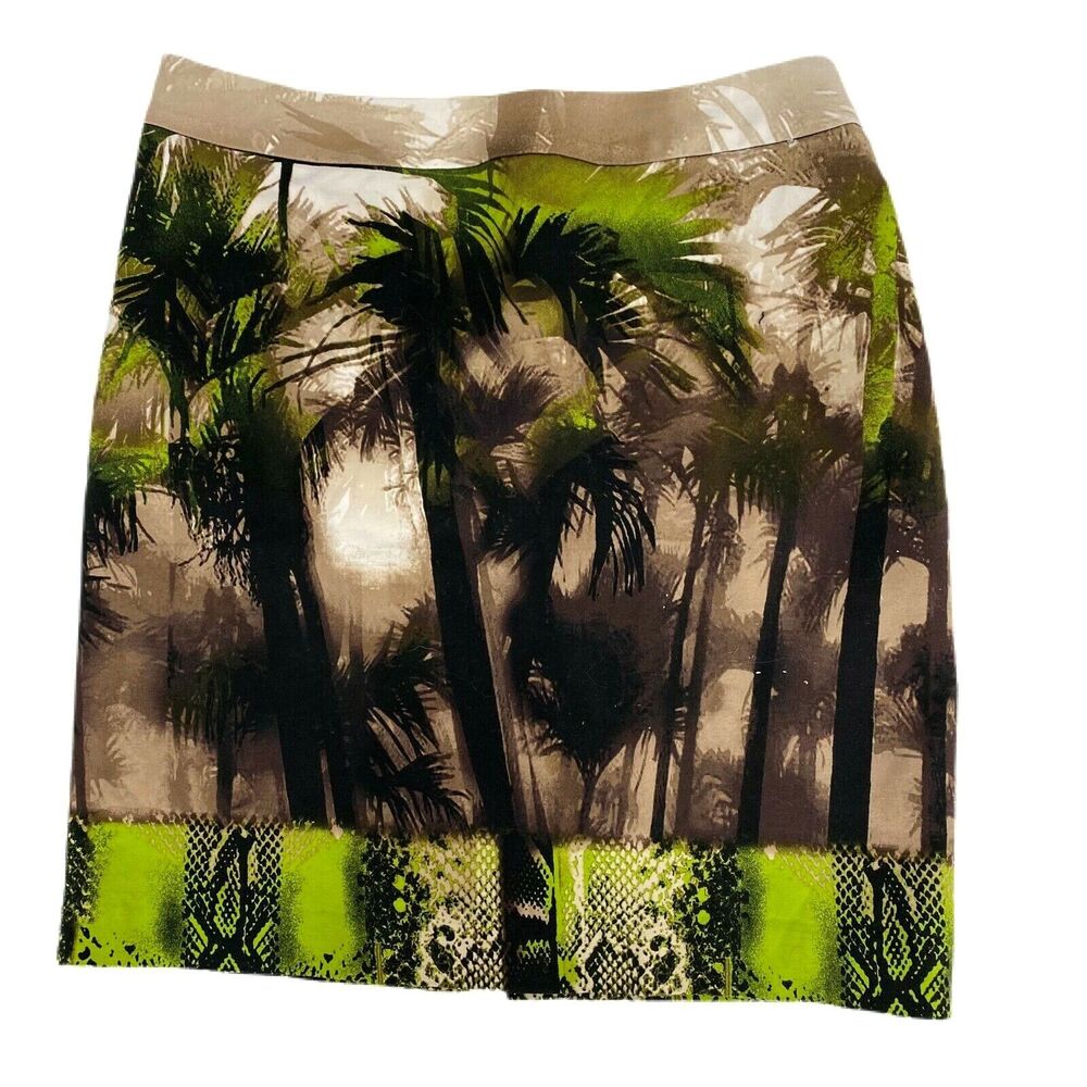 Worthington Skirt Womens Sz 6 Tropical Green Brown Snake Skin Office Career Work